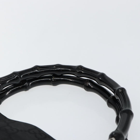 GUCCI Bamboo GG Canvas Hand Bag Black Silver 002 1010 3754 Auth ep11357