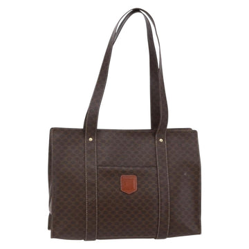 CELINE Macadam Canvas Tote Bag PVC Leather Brown Gold Auth ep11358