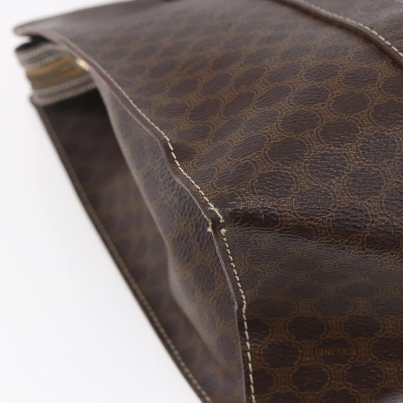 CELINE Macadam Canvas Tote Bag PVC Leather Brown Gold Auth ep11358