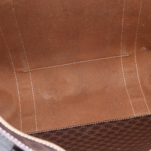 CELINE Macadam Canvas Tote Bag PVC Leather Brown Gold Auth ep11358