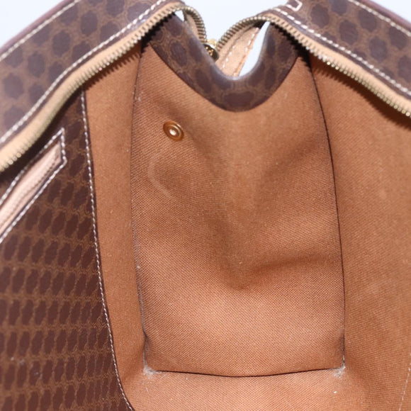 CELINE Macadam Canvas Tote Bag PVC Leather Brown Gold Auth ep11358