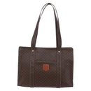 CELINE Macadam Canvas Tote Bag PVC Leather Brown Gold Auth ep11358-13