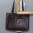 CELINE Macadam Canvas Tote Bag PVC Leather Brown Gold Auth ep11358-21