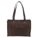 CELINE Macadam Canvas Tote Bag PVC Leather Brown Gold Auth ep11358-2