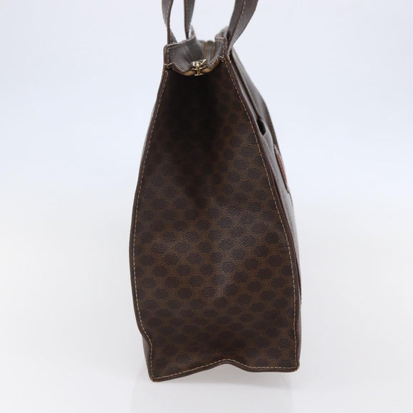 CELINE Macadam Canvas Tote Bag PVC Leather Brown Gold Auth ep11358