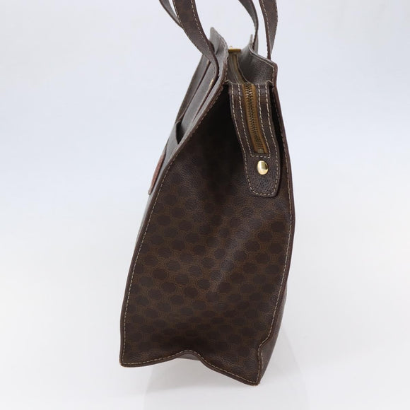 CELINE Macadam Canvas Tote Bag PVC Leather Brown Gold Auth ep11358