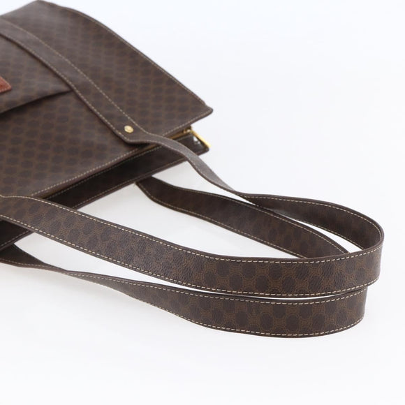 CELINE Macadam Canvas Tote Bag PVC Leather Brown Gold Auth ep11358