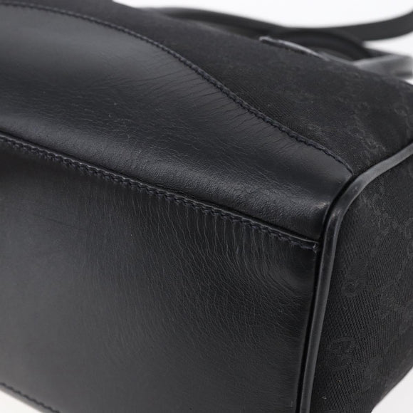 GUCCI GG Canvas Boston Bag 2way Black Gold Auth ep11361