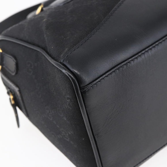GUCCI GG Canvas Boston Bag 2way Black Gold Auth ep11361