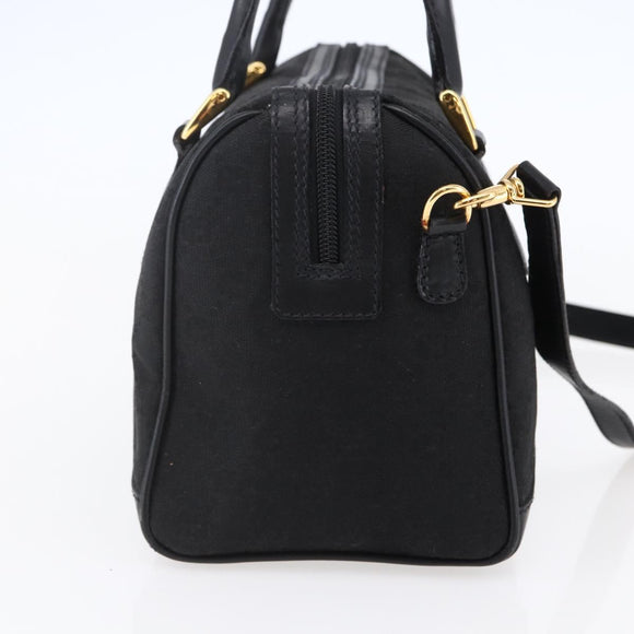 GUCCI GG Canvas Boston Bag 2way Black Gold Auth ep11361