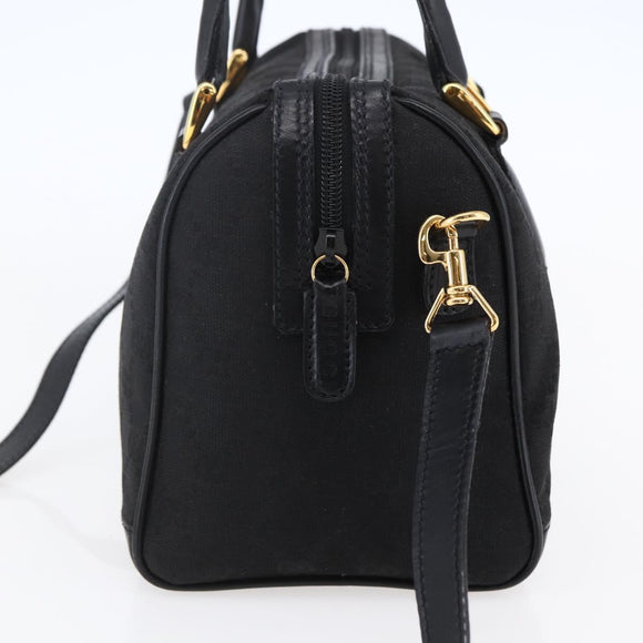 GUCCI GG Canvas Boston Bag 2way Black Gold Auth ep11361