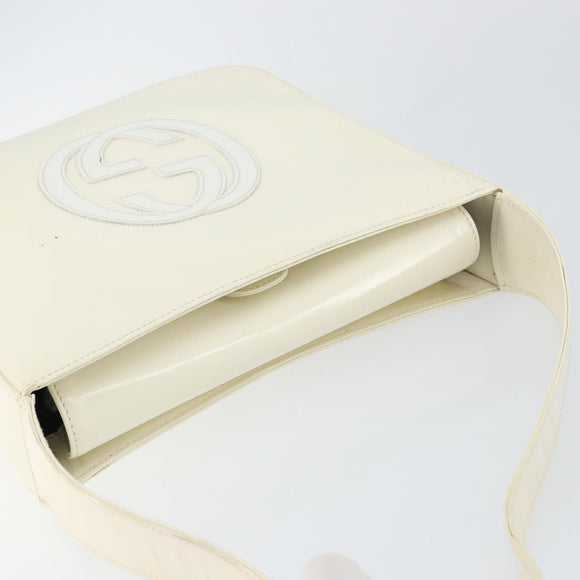 GUCCI Soho Shoulder Bag Enamel White Auth ep11364