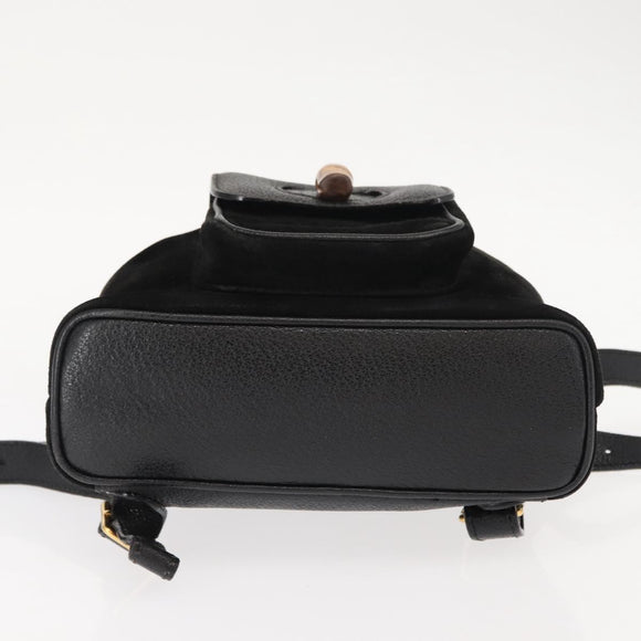 GUCCI Bamboo Backpack Suede Black Gold 003 58 0030 Auth ep11366