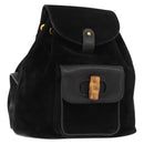 GUCCI Bamboo Backpack Suede Black Gold 003 58 0030 Auth ep11366-1
