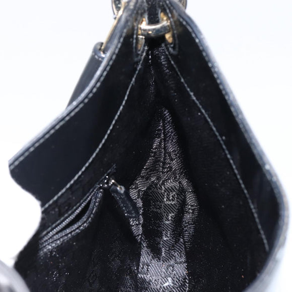 GUCCI Shoulder Bag Enamel Black Gold 001 4149 Auth ep11368