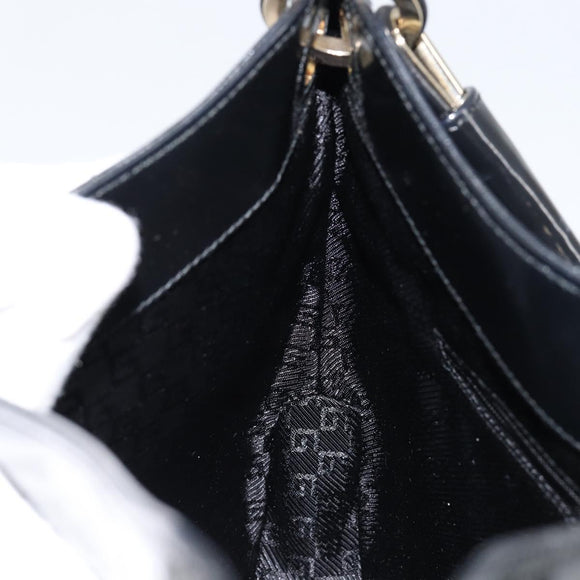 GUCCI Shoulder Bag Enamel Black Gold 001 4149 Auth ep11368