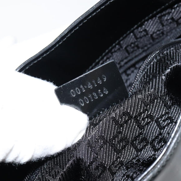 GUCCI Shoulder Bag Enamel Black Gold 001 4149 Auth ep11368