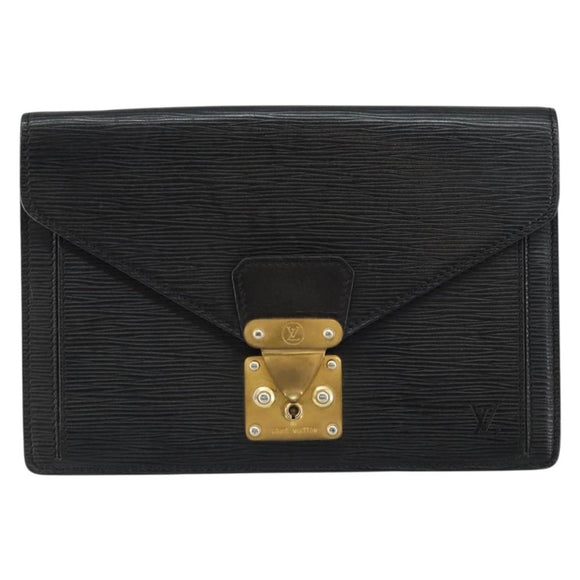 LOUIS VUITTON Epi Serie Dragonne Clutch Bag Black Noir M52612 LV Auth ep11370