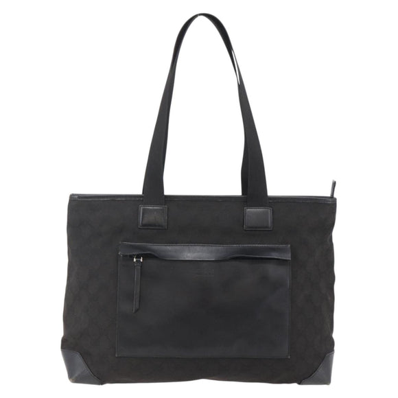 GUCCI GG Canvas Tote Bag Black Silver Auth ep11371