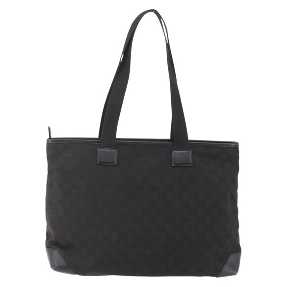 GUCCI GG Canvas Tote Bag Black Silver Auth ep11371