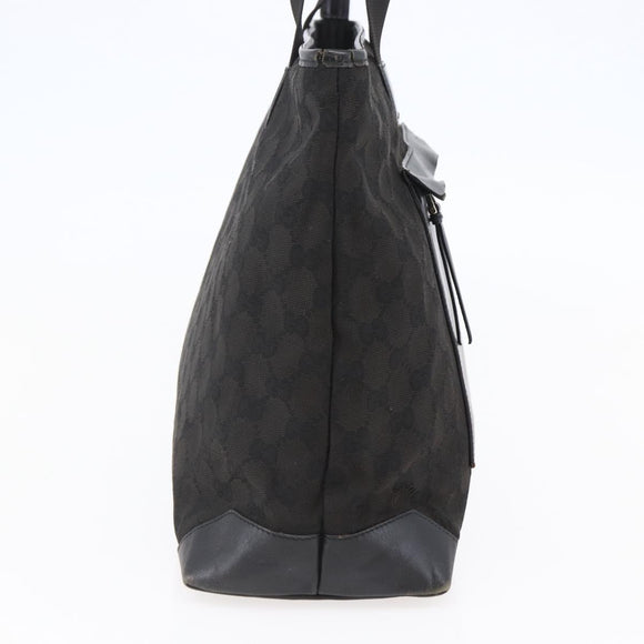 GUCCI GG Canvas Tote Bag Black Silver Auth ep11371