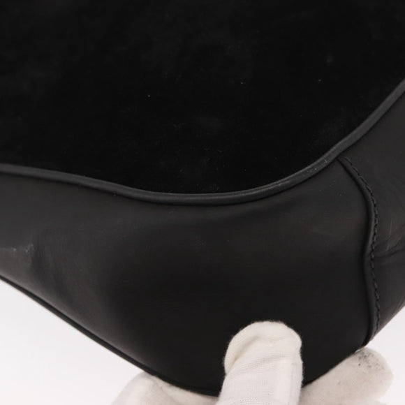 GUCCI Bamboo Shoulder Bag Suede Black Gold 001 1638 2615 Auth ep11372