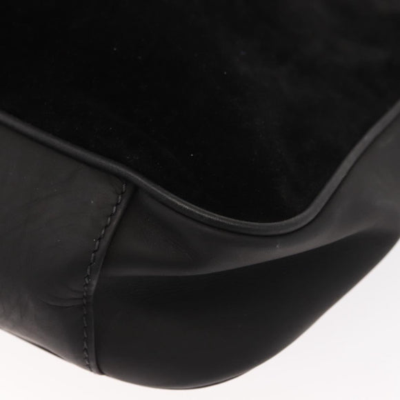 GUCCI Bamboo Shoulder Bag Suede Black Gold 001 1638 2615 Auth ep11372