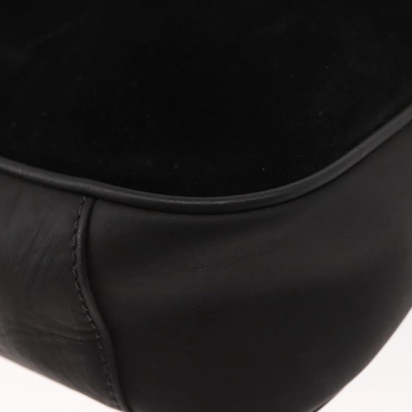 GUCCI Bamboo Shoulder Bag Suede Black Gold 001 1638 2615 Auth ep11372