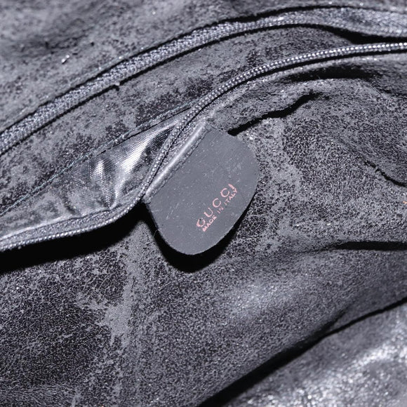 GUCCI Bamboo Shoulder Bag Suede Black Gold 001 1638 2615 Auth ep11372