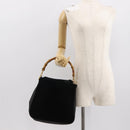 GUCCI Bamboo Shoulder Bag Suede Black Gold 001 1638 2615 Auth ep11372-20