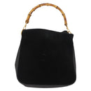 GUCCI Bamboo Shoulder Bag Suede Black Gold 001 1638 2615 Auth ep11372-13