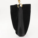 GUCCI Bamboo Shoulder Bag Suede Black Gold 001 1638 2615 Auth ep11372-4