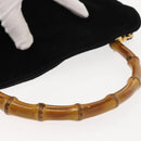 GUCCI Bamboo Shoulder Bag Suede Black Gold 001 1638 2615 Auth ep11372-7