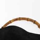 GUCCI Bamboo Shoulder Bag Suede Black Gold 001 1638 2615 Auth ep11372-8