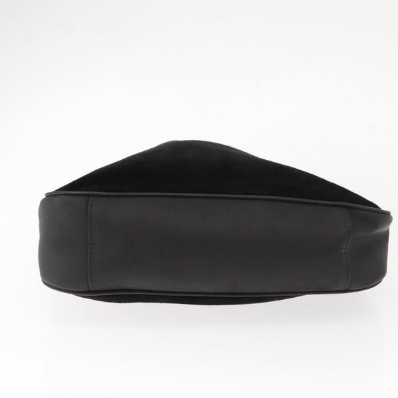 GUCCI Bamboo Shoulder Bag Suede Black Gold 001 1638 2615 Auth ep11372