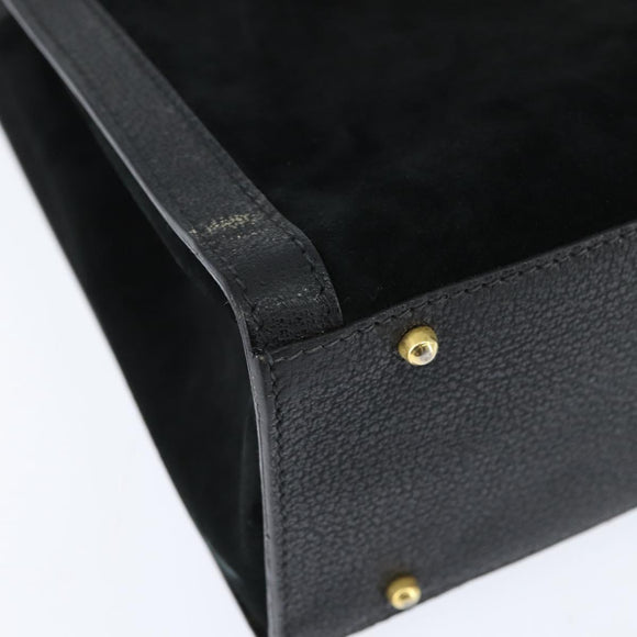 GUCCI Bamboo Tote Bag Suede Leather Black Gold 002 2853 0260 0 Auth ep11373