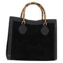 GUCCI Bamboo Tote Bag Suede Leather Black Gold 002 2853 0260 0 Auth ep11373-1