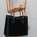 GUCCI Bamboo Tote Bag Suede Leather Black Gold 002 2853 0260 0 Auth ep11373-20