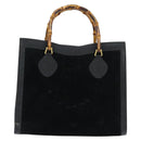 GUCCI Bamboo Tote Bag Suede Leather Black Gold 002 2853 0260 0 Auth ep11373-13