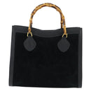 GUCCI Bamboo Tote Bag Suede Leather Black Gold 002 2853 0260 0 Auth ep11373-2