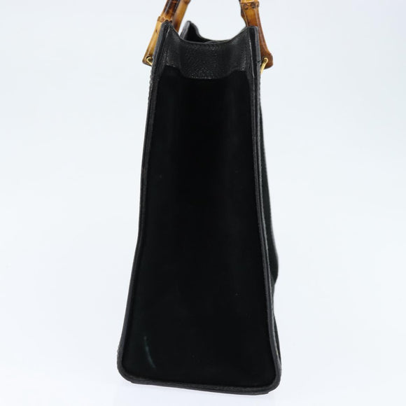 GUCCI Bamboo Tote Bag Suede Leather Black Gold 002 2853 0260 0 Auth ep11373