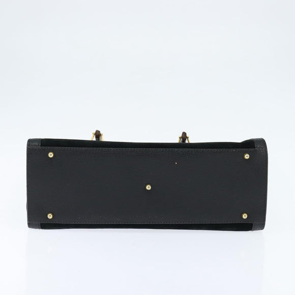 GUCCI Bamboo Tote Bag Suede Leather Black Gold 002 2853 0260 0 Auth ep11373