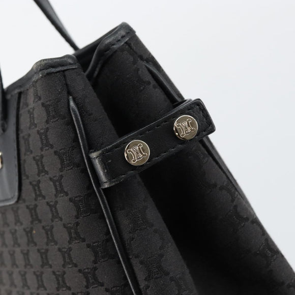 CELINE Macadam Canvas Hand Bag Black Silver Auth ep11378