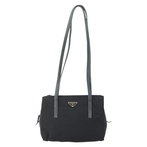 PRADA Shoulder Bag Nylon Black Silver Auth ep11379