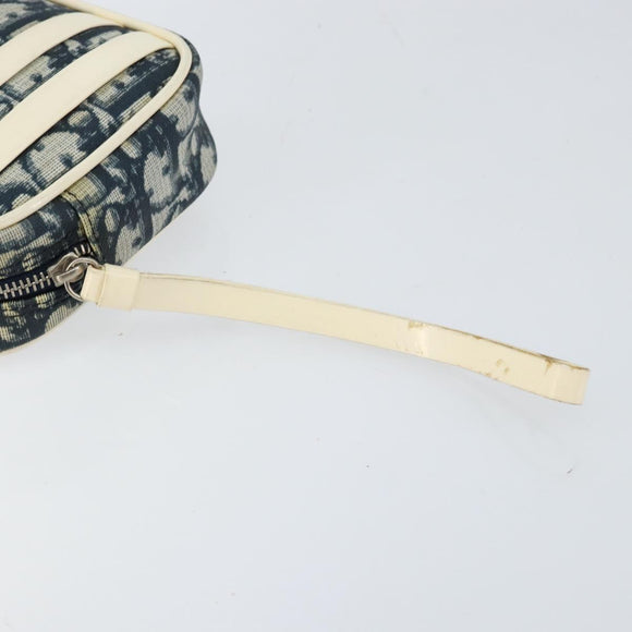 Christian Dior Trotter Canvas Pouch PVC Navy Silver Auth ep11381