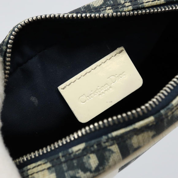 Christian Dior Trotter Canvas Pouch PVC Navy Silver Auth ep11381