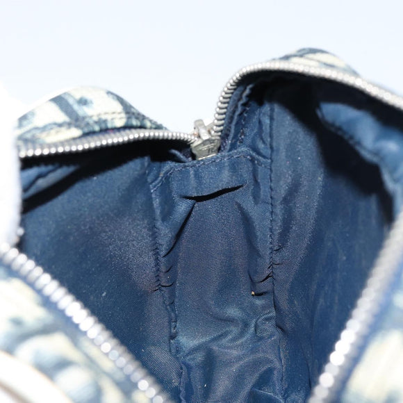 Christian Dior Trotter Canvas Pouch PVC Navy Silver Auth ep11381