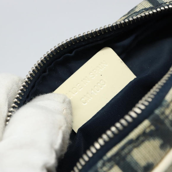 Christian Dior Trotter Canvas Pouch PVC Navy Silver Auth ep11381