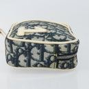 Christian Dior Trotter Canvas Pouch PVC Navy Silver Auth ep11381-3