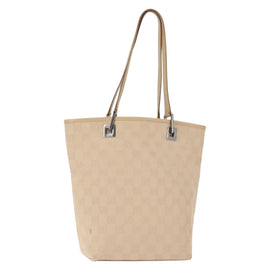 GUCCI GG Canvas Tote Bag Beige Silver 31244 Auth ep11382